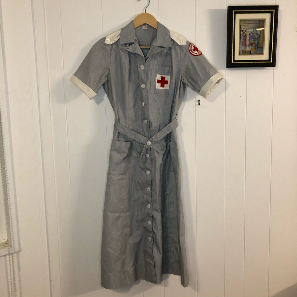 Vintage American Red Cross Volunteer Uniform Dress 40's/50's Size 12 - Picture 2 of 13